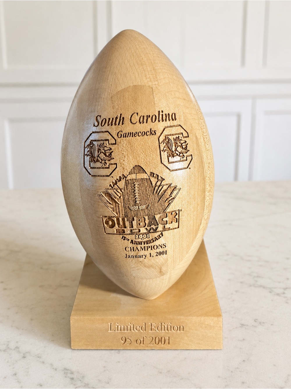 Limited Edition South Carolina Gamecocks 2001 Outback Bowl Wooden Football #95